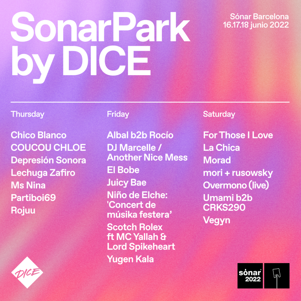 Sonarpark by DICE Instagram post line up